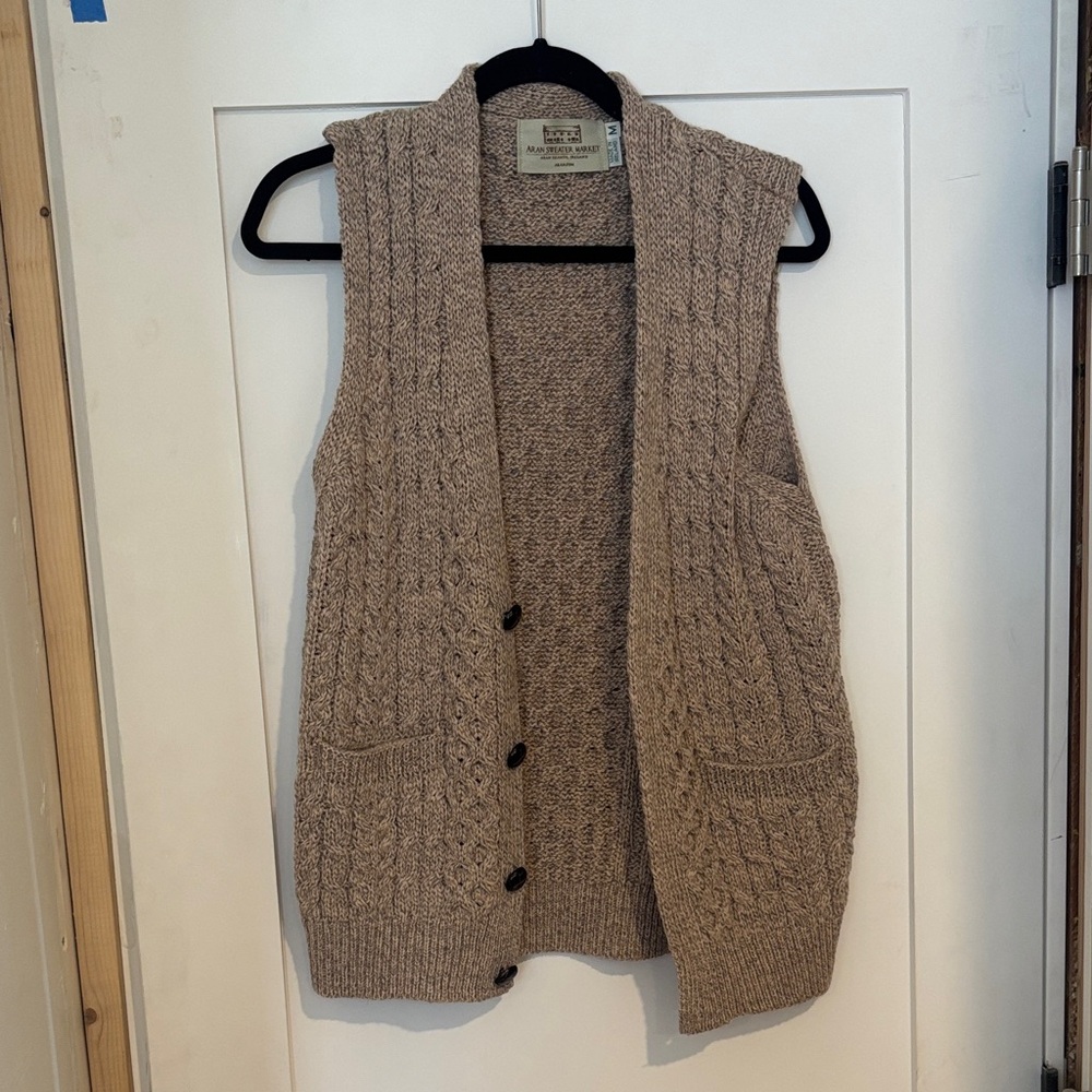 Aran Sweater Market Button-Up Vest